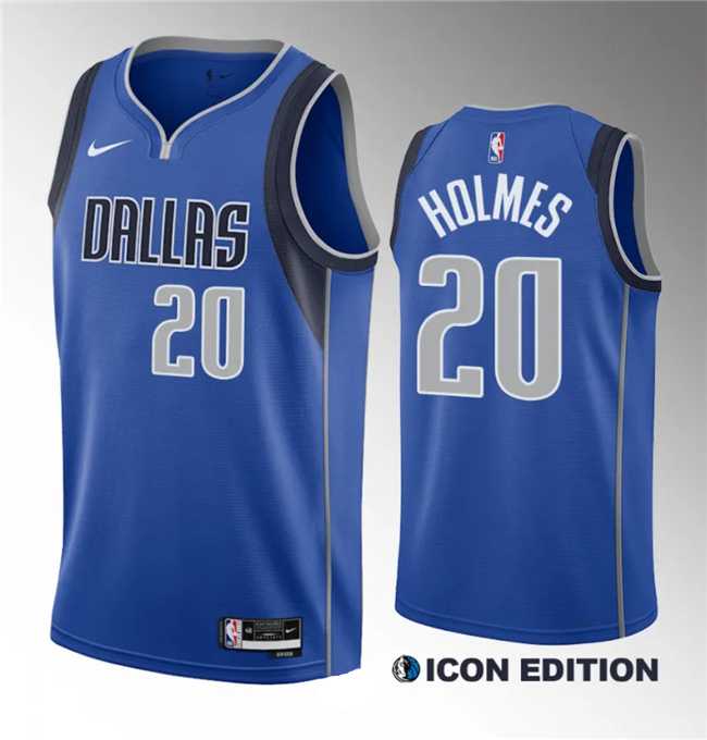 Mens Dallas Mavericks #20 Richaun Holmes Blue 2023 Draft Icon Edition Stitched Basketball Jersey